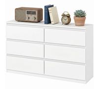 HOMCOM Commode 3 tiroirs, meuble de rangement moderne pour la chambre, blanc