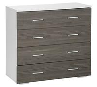 HOMCOM Commode 4 Tiroirs 76 x 35 x 72 cm Blanc et Gris