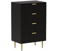 HOMCOM Commode 4 Tiroirs Commode Chambre Moderne 60 x 40 x 96 cm Noir