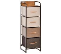 HomCom Commode chiffonnier 4 tiroirs acier MDF aspect bois non tissé marron beige