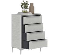 HOMCOM Commode 4 tiroirs en Tissu Effet Lin, Commode élégante et Moderne pour Chambre à Coucher avec Cadre en Acier pour l'entrée et Le Salon, 60x36x88 cm, Gris