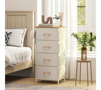 HOMCOM Commode 4 tiroirs en tissu, meuble de rangement avec 4 poches, 2 crochets, structure en acier, 45 x 30 x 94,5 cm, beige