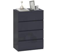 HOMCOM Commode 4 tiroirs Haute Brillance 55 x 34 x 80 cm Gris
