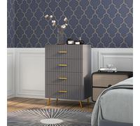 HOMCOM Commode 4 tiroirs meuble de rangement chambre avec pieds en aluminium doré, 60L x 40l x 90H cm, gris