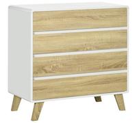 HOMCOM Commode 4 tiroirs Meuble de Rangement Design scandinave Bicolore - dim. 80L x 40l x 79,5H cm - Panneaux de Particules et MDF