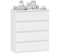 HOMCOM Commode 4 tiroirs, Meuble de Rangement étroit sans poignées, chiffonnier, Style Moderne, Commode pour Chambre à Coucher, Salon, Couloir, 80 x 39 x 95 cm, Blanc