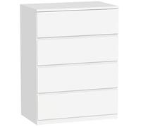 HOMCOM Commode 4 tiroirs, Meuble de Rangement étroit sans poignées, chiffonnier, Style Moderne, Commode pour Chambre à Coucher, Salon, Couloir, 60 x 40 x 80 cm, Blanc