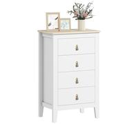 HOMCOM Commode 4 tiroirs, Meuble de Rangement poignées en polyuréthane Style Moderne, Plateau Effet Bois, Commode Chambre à Coucher, Salon, Couloir, 60 x 40 x 98 cm, Blanc
