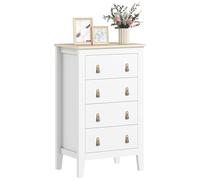 HOMCOM Commode 4 tiroirs, Meuble de Rangement poignées en polyuréthane Style Moderne, Plateau Effet Bois, Commode Chambre à Coucher, Salon, Couloir, 60 x 40 x 98 cm, Blanc
