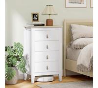 HOMCOM Commode 4 tiroirs meuble de rangement style contemporain avec poignées en polyuréthane, 60 x 40 x 98 cm, blanc
