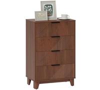 HOMCOM Commode 4 tiroirs Meuble de Rangement Style Moderne avec poignées en métal, Commode Chambre à Coucher, Salon - 60 x 36 x 90 cm, Effet Bois Marron