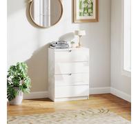 HOMCOM Commode 4 Tiroirs Moderne et Minimaliste en Bois, 60x40x85 cm, Blanc Laqué