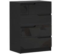 HOMCOM Commode 4 Tiroirs Moderne et Minimaliste en Bois, 60x40x85 cm, Noir brillant