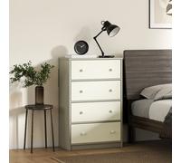 HOMCOM Commode 4 Tiroirs Pliables avec Poignées Doubles, en Bois, Acier et Tissu, 58x30x91 cm, Blanc et Gris