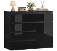 HOMCOM Commode 5 Tiroirs avec Porte à Fermeture Douce 100x40x80 cm Noir