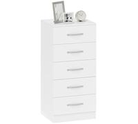 HOMCOM Commode 5 Tiroirs, Chiffonnier Moderne, 40 x 35 x 85 cm, Blanc