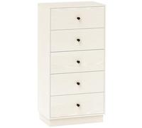 HOMCOM Commode 5 tiroirs Commode Chambre Meuble de Rangement Style Moderne avec poignées, pour Chambre à Coucher, Salon - 47 x 29 x 95 cm, crème