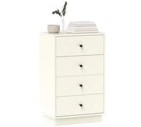 HOMCOM Commode 5 tiroirs Commode Chambre Meuble de Rangement Style Moderne avec poignées, pour Chambre à Coucher, Salon - 47 x 29 x 95 cm, crème