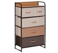 HomCom Commode 5 tiroirs pliables en tissu 58 x 29 x 99 cm Multicolore