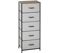 HomCom Commode 5 tiroirs – Tiroirs en tissu pliant, structure acier noir – 45 x 30 x 116 cm Gris