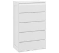 HOMCOM Commode 5 tiroirs, Meuble de Rangement étroit sans poignées, chiffonnier, Style Moderne, Commode pour Chambre à Coucher, Salon, Couloir, 60 x 39 x 100 cm, Blanc