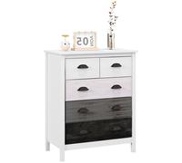 HOMCOM Commode 5 tiroirs Meuble de Rangement Style Moderne avec poignées pour Chambre à Coucher, Salon, Couloir 70 x 38 x 85 cm Blanc