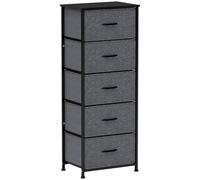 HOMCOM Commode 5 tiroirs Meuble de Rangement tiroir en Tissu Pliant - Structure Acier Noir - 45 x 30 x 116 cm Gris foncé