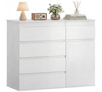 HOMCOM Commode 5 tiroirs Meuble Rangement Buffet 100 x 40 x 80 cm Blanc