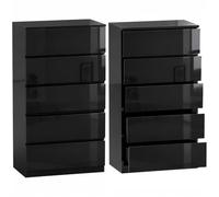HOMCOM Commode 5 tiroirs pour Chambre 55x34x100cm Noir | En bois, commode, moderne et polyvalent