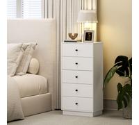 HOMCOM Commode 5 Tiroirs pour Chambre à Coucher Moderne et Gain de Place, 47x29x95 cm, Blanc