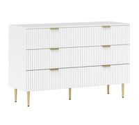 HOMCOM Commode 6 Tiroirs Commode Chambre Moderne 120 x 40 x 76,5 cm Blanc