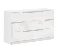 HOMCOM Commode 6 tiroirs Commode Moderne pour Chambre à Coucher avec Bloc tiroirs Anti-basculement pour Salon et Couloir 120x40x75 cm Blanc