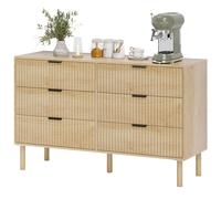 HOMCOM Commode 6 tiroirs en bois pour chambre et entrée style nordique, 120x39.5x75 cm, Chêne