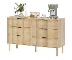 HOMCOM Commode 6 tiroirs en bois pour chambre et entrée style nordique, 120x39.5x75 cm, Chêne