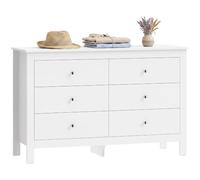 HOMCOM Commode 6 Tiroirs, Meuble de Rangement avec Glissières Fluides Blanc | Chiffonnier, Style Moderne, Commode pour Chambre à Coucher, Entrée, Couloir, 118 x 39,5 x 75,5 cm