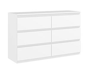 HOMCOM Commode 6 tiroirs, Meuble de Rangement étroit sans poignées, chiffonnier, Style Moderne, Commode pour Chambre à Coucher, Salon, Couloir, 120 x 39 x 75 cm, Blanc