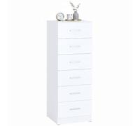 HOMCOM Commode 6 tiroirs, Meuble de Rangement Moderne pour Chambre, Salon ou entrée, 40 x 40 x 110 cm, Blanc veiné Bois