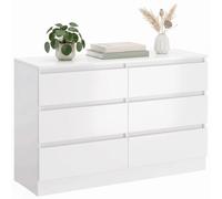 HOMCOM Commode 6 tiroirs Moderne, Meuble de Rangement Double Colonne pour Chambre et Salon, 100 x 35 x 69 cm, Blanc