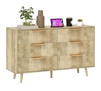 HOMCOM Commode 6 Tiroirs Scandinave 120 x 40 x 76 cm Chêne