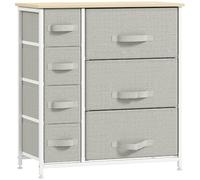 HOMCOM Commode 7 Tiroirs en Tissu Chiffonnier 63,5 x 30 x 71 cm Gris