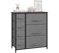 HOMCOM Commode 7 tiroirs en Tissu, chiffonnier, Meuble de Rangement Moderne, Cadre en Acier, Commode Chambre, Salon, entrée, 63,5 x 30 x 71 cm, Gris foncé