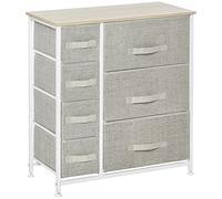 HOMCOM Commode 7 tiroirs en Tissu, chiffonnier, Meuble de Rangement Moderne, Cadre en Acier, Commode Chambre, Salon, entrée, 63,5 x 30 x 71 cm, Gris