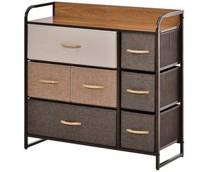 HOMCOM Commode 7 tiroirs Meuble de Rangement tiroir en Tissu Pliant - Structure Acier Noir - 80L x 29l x 78,5H cm, Chambre, entrée, Salon, Multicolore
