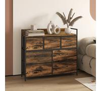 HOMCOM Commode 7 tiroirs meuble de rangement tiroir en tissu pliant - structure acier noir - 98 x 29 x 85 cm