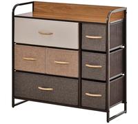 HomCom Commode 7 tiroirs – tissu pliant, structure acier noir, 80×29×78,5 cm – Multicolore