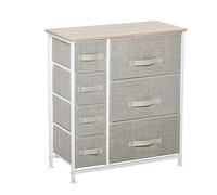 HOMCOM Commode 7 tiroirs tour de rangement Gris clair