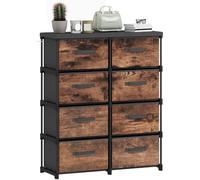 HOMCOM Commode 8 tiroirs 84.5x30.5x100 cm Marron rustique