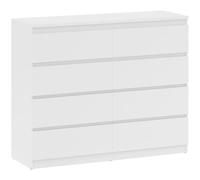 HOMCOM Commode 8 tiroirs Commode Chambre Meuble de Rangement épuré Style Moderne avec mécanisme de Fermeture en Douceur, pour Chambre à Coucher, Salon - 120 x 39 x 100 cm, Blanc