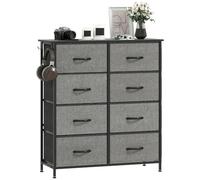 HOMCOM Commode 8 Tiroirs en Tissu avec 4 Poches, Meuble de Rangement Gris