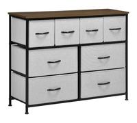 HomCom Commode 8 tiroirs Tissu pliant, structure acier noir 100×30×78 cm Gris